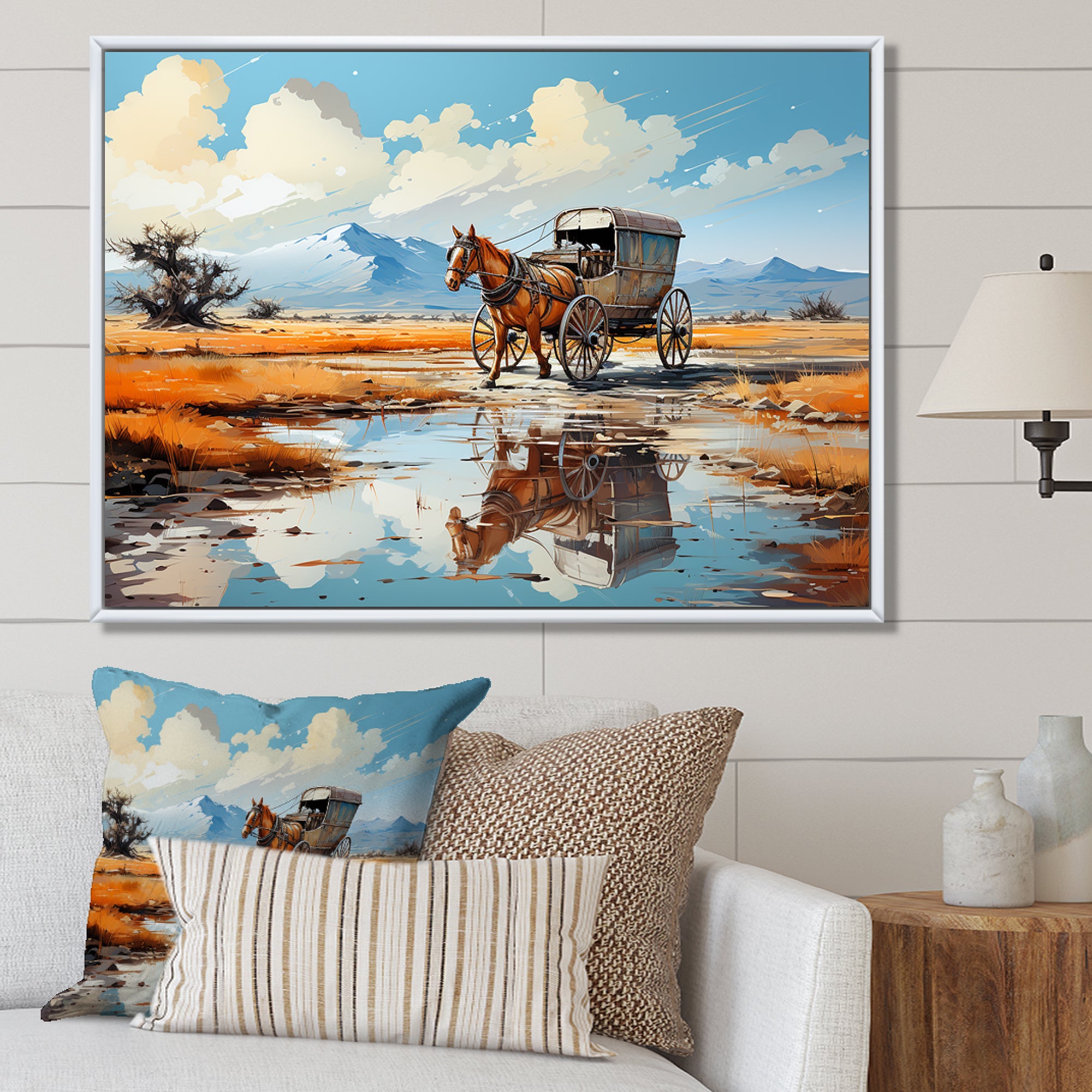 Old Western Wagon In Nevada I - Old American Cart Canvas Wall Art