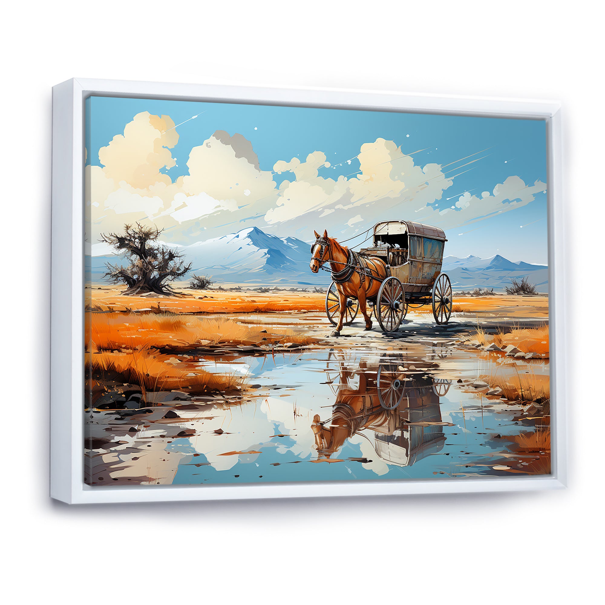 Old Western Wagon In Nevada I - Old American Cart Canvas Wall Art