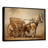 Minimalism Old American Cart With Horse - Old American Cart Canvas Wall Art