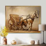 Minimalism Old American Cart With Horse - Old American Cart Canvas Wall Art