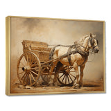 Minimalism Old American Cart With Horse - Old American Cart Canvas Wall Art