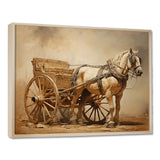Minimalism Old American Cart With Horse - Old American Cart Canvas Wall Art