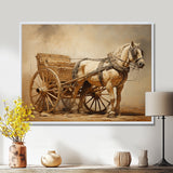 Minimalism Old American Cart With Horse - Old American Cart Canvas Wall Art