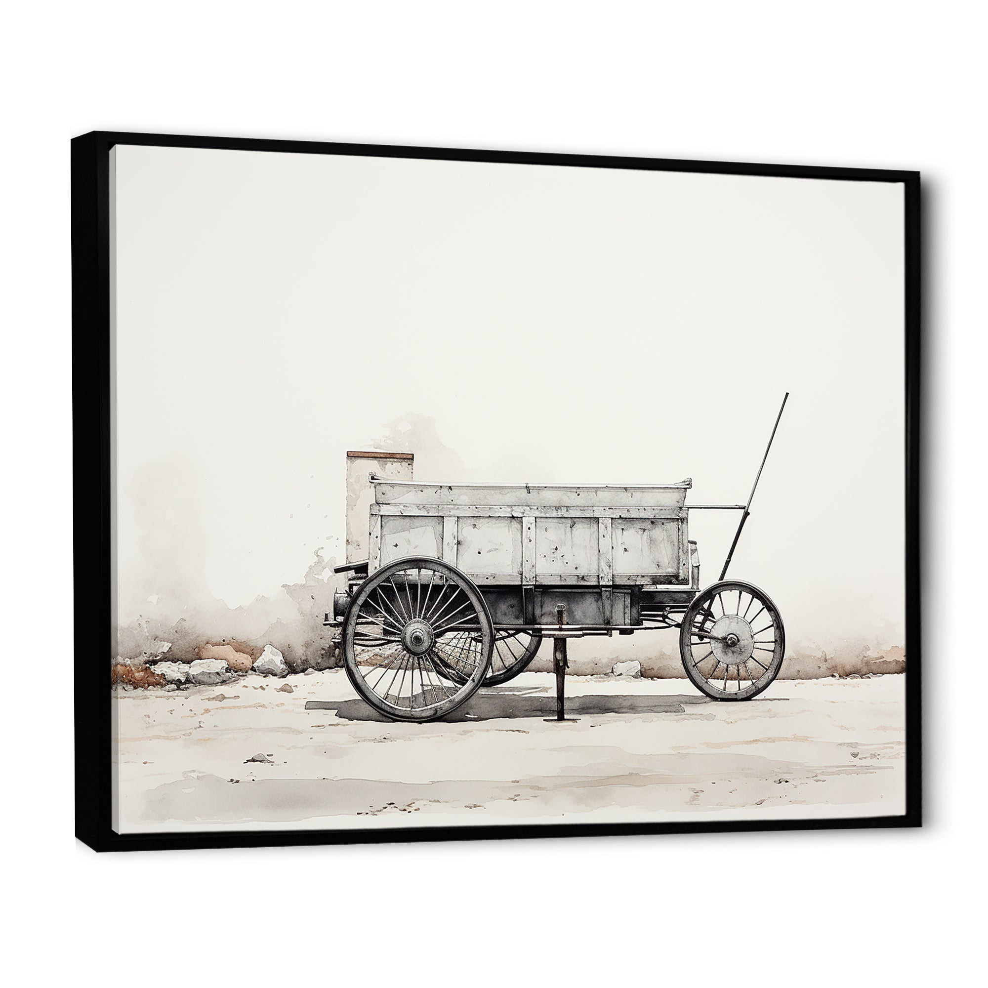 Minimalist Utility Western Carriage Cart - Old American Cart Canvas Wall Art