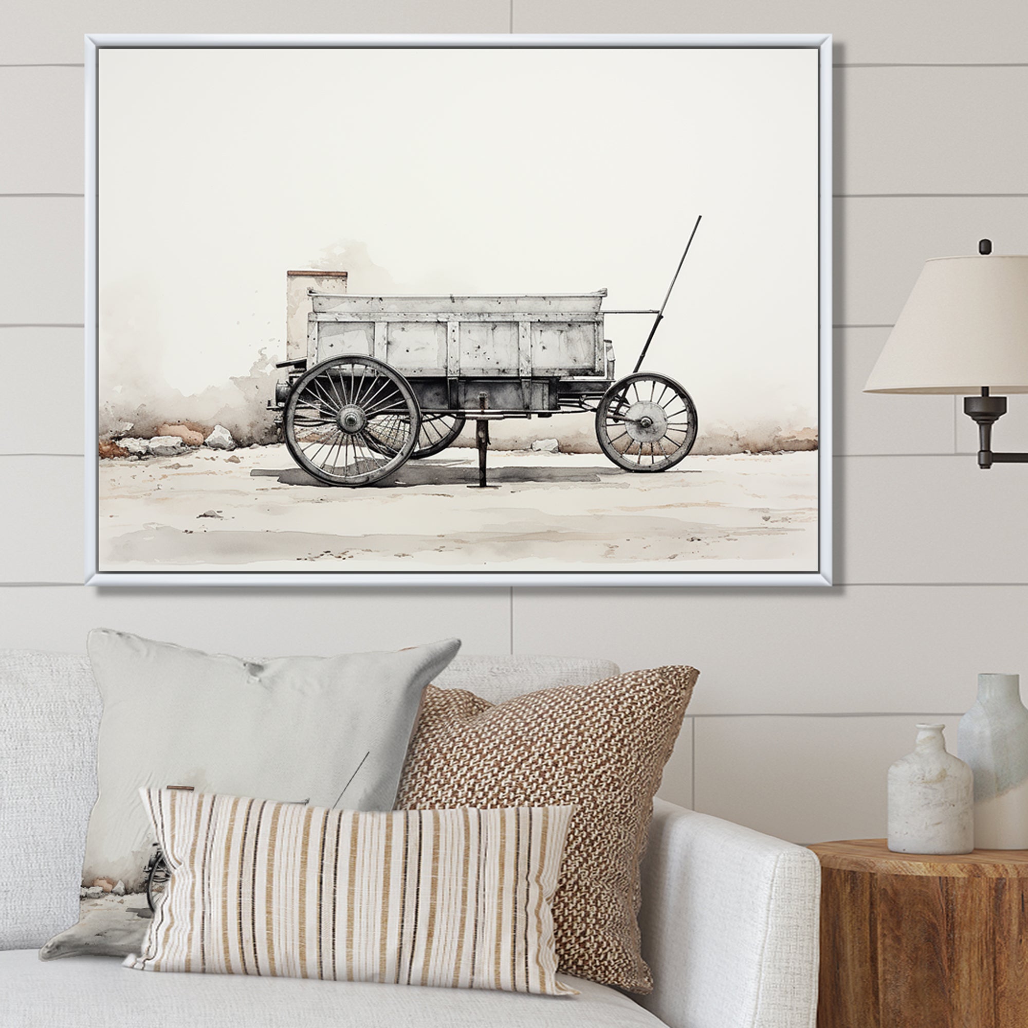 Minimalist Utility Western Carriage Cart - Old American Cart Canvas Wall Art
