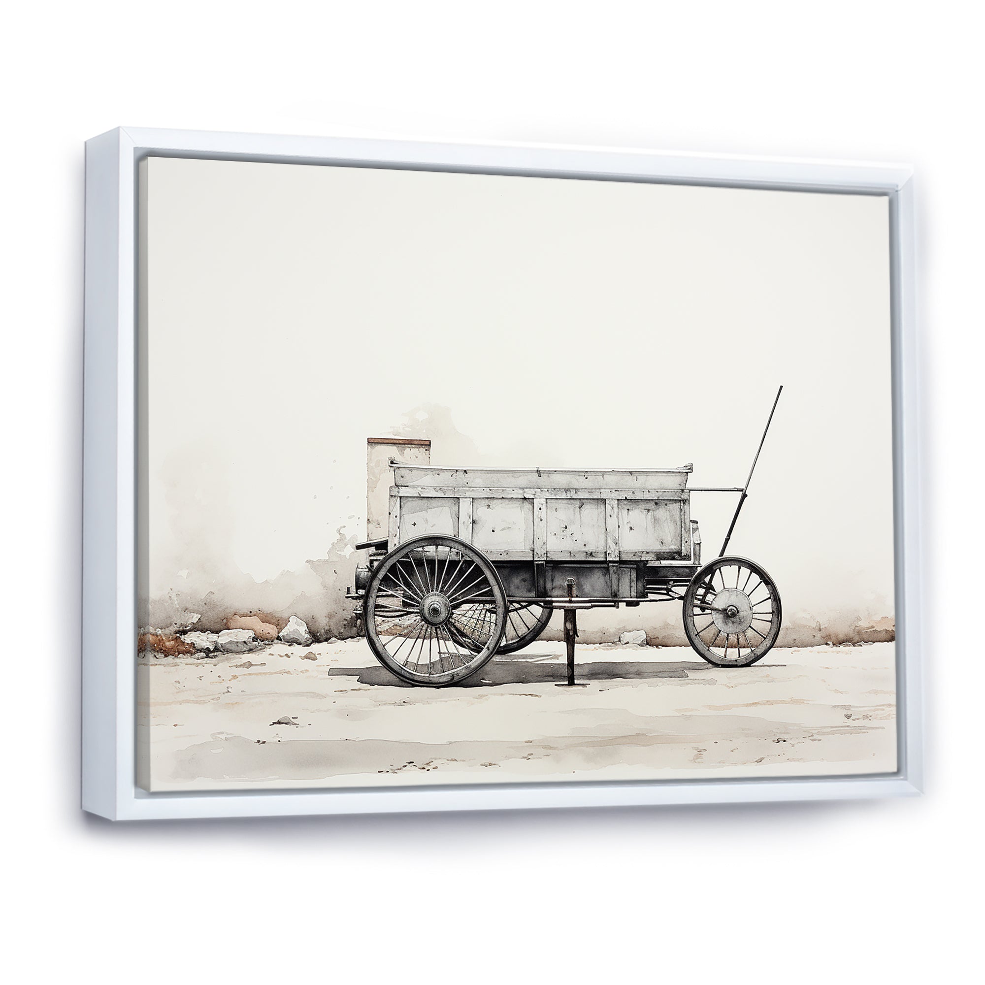 Minimalist Utility Western Carriage Cart - Old American Cart Canvas Wall Art