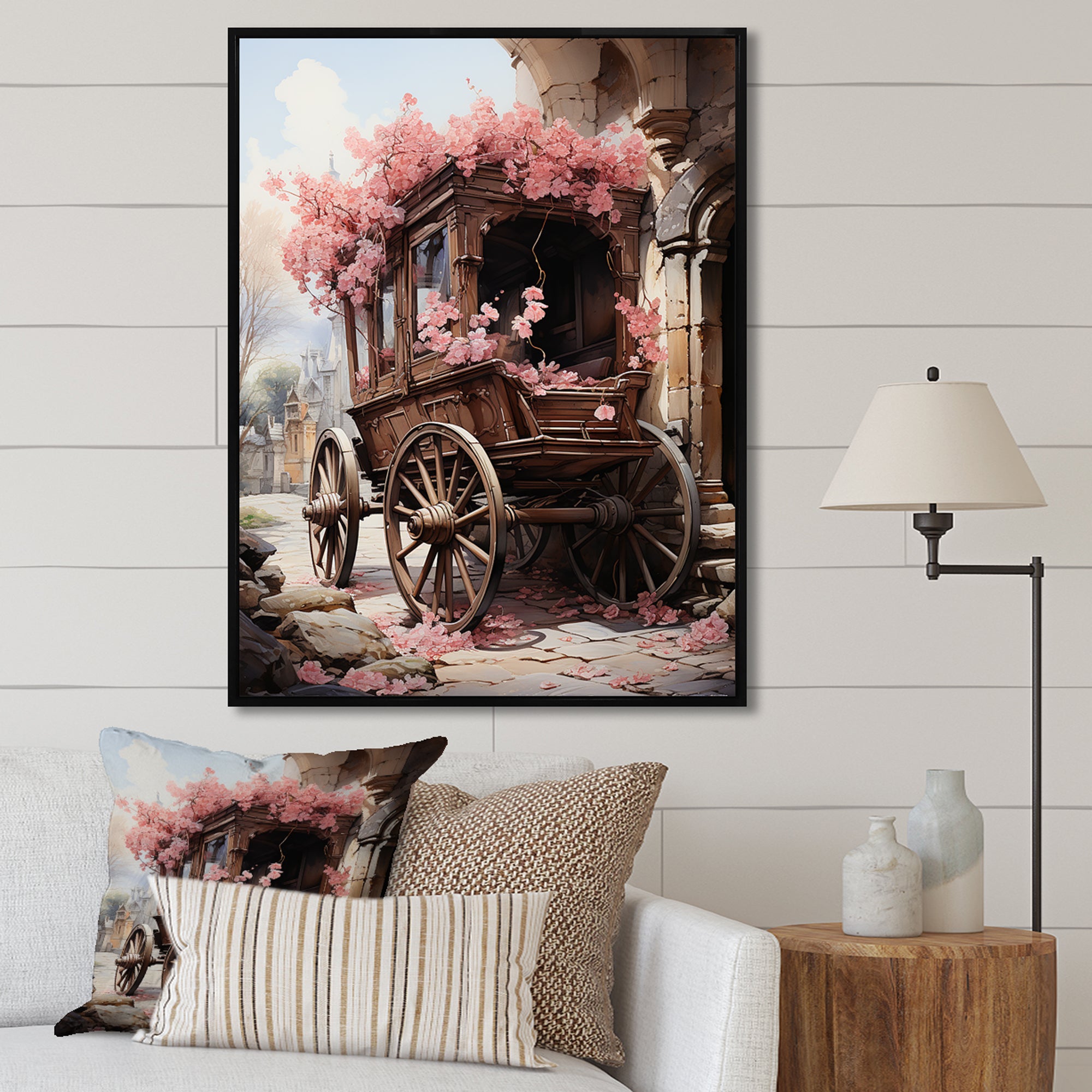 Romantic Wedding Cart Journey - Old American Cart Canvas Wall Art