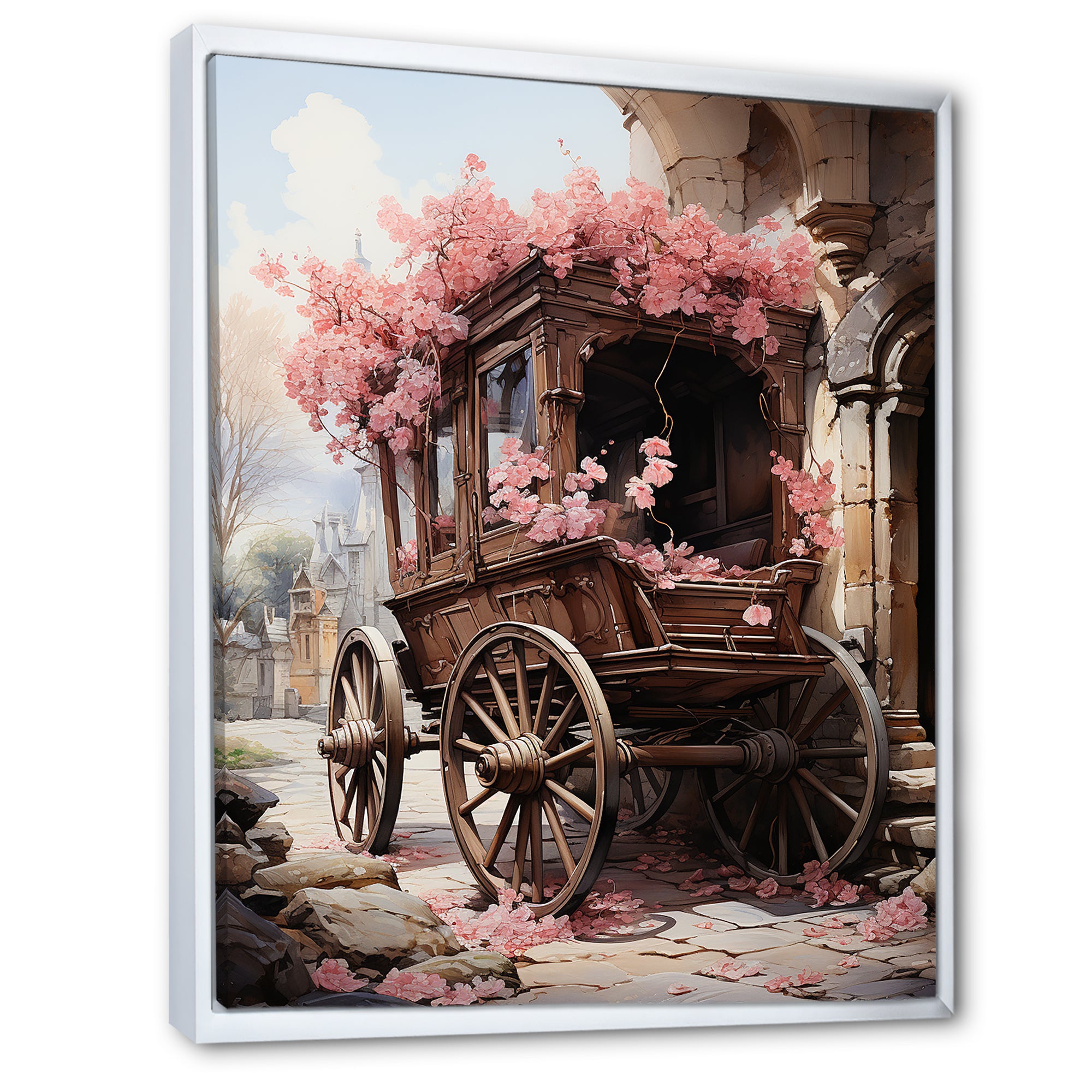 Romantic Wedding Cart Journey - Old American Cart Canvas Wall Art