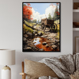 Rustic Red Us Carriage Cart - Old American Cart Canvas Wall Art