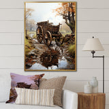 Watercolor Old Carriage Cart Memory - Old American Cart Canvas Wall Art
