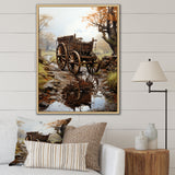 Watercolor Old Carriage Cart Memory - Old American Cart Canvas Wall Art