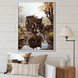 Watercolor Old Carriage Cart Memory - Old American Cart Canvas Wall Art