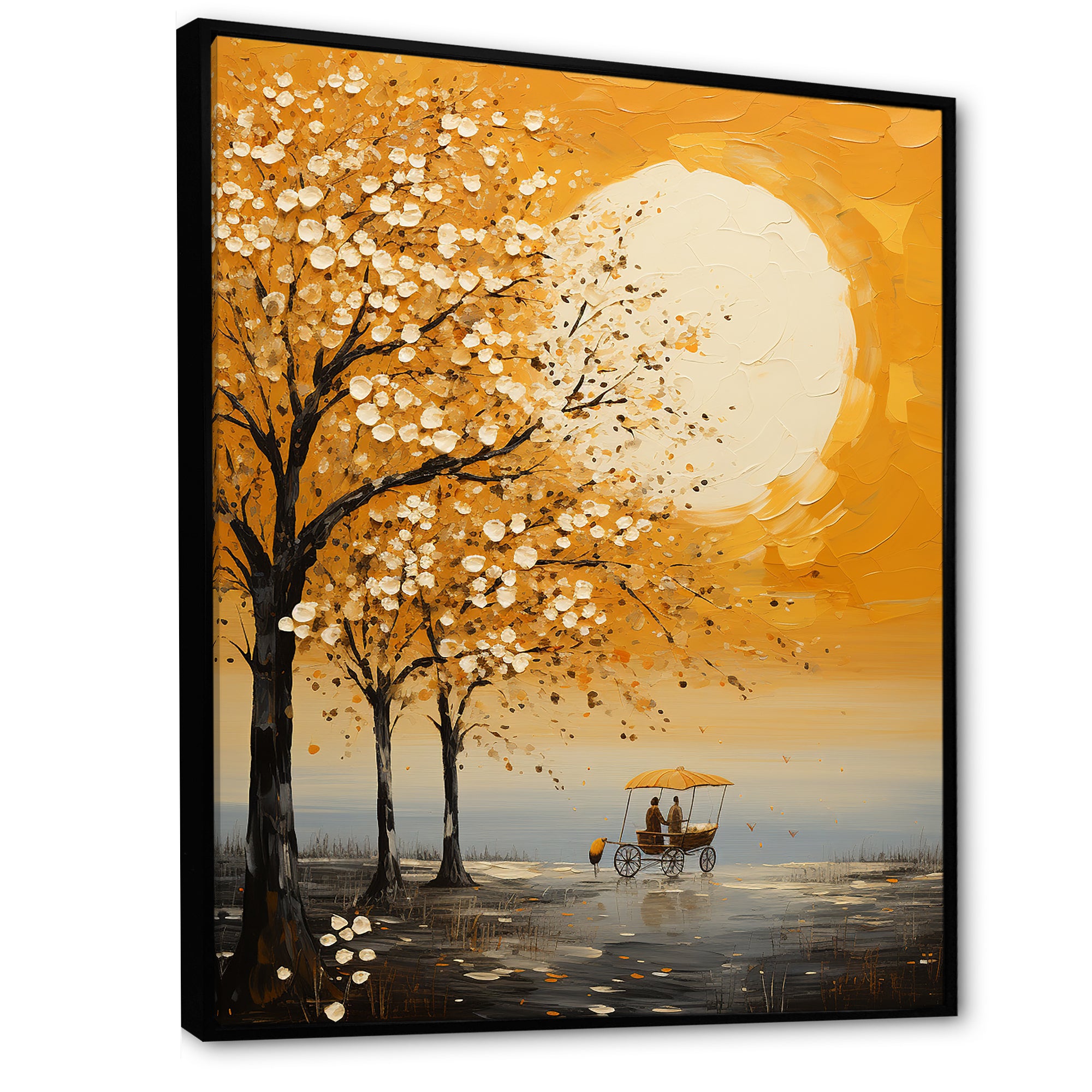 Yellow Old Carriage Cart Melody - Old American Cart Canvas Wall Art