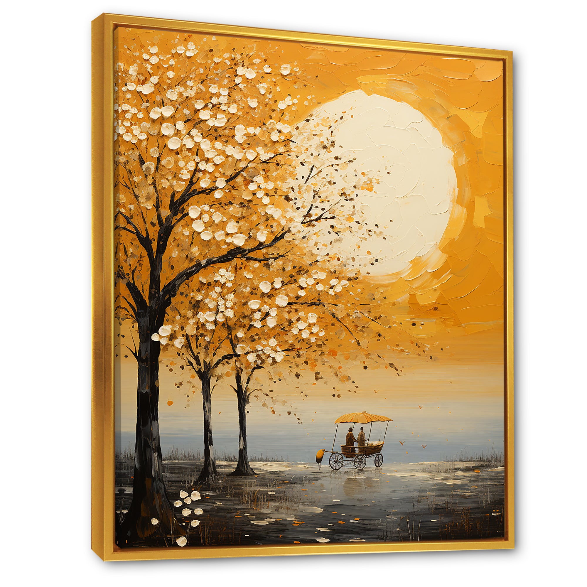 Yellow Old Carriage Cart Melody - Old American Cart Canvas Wall Art