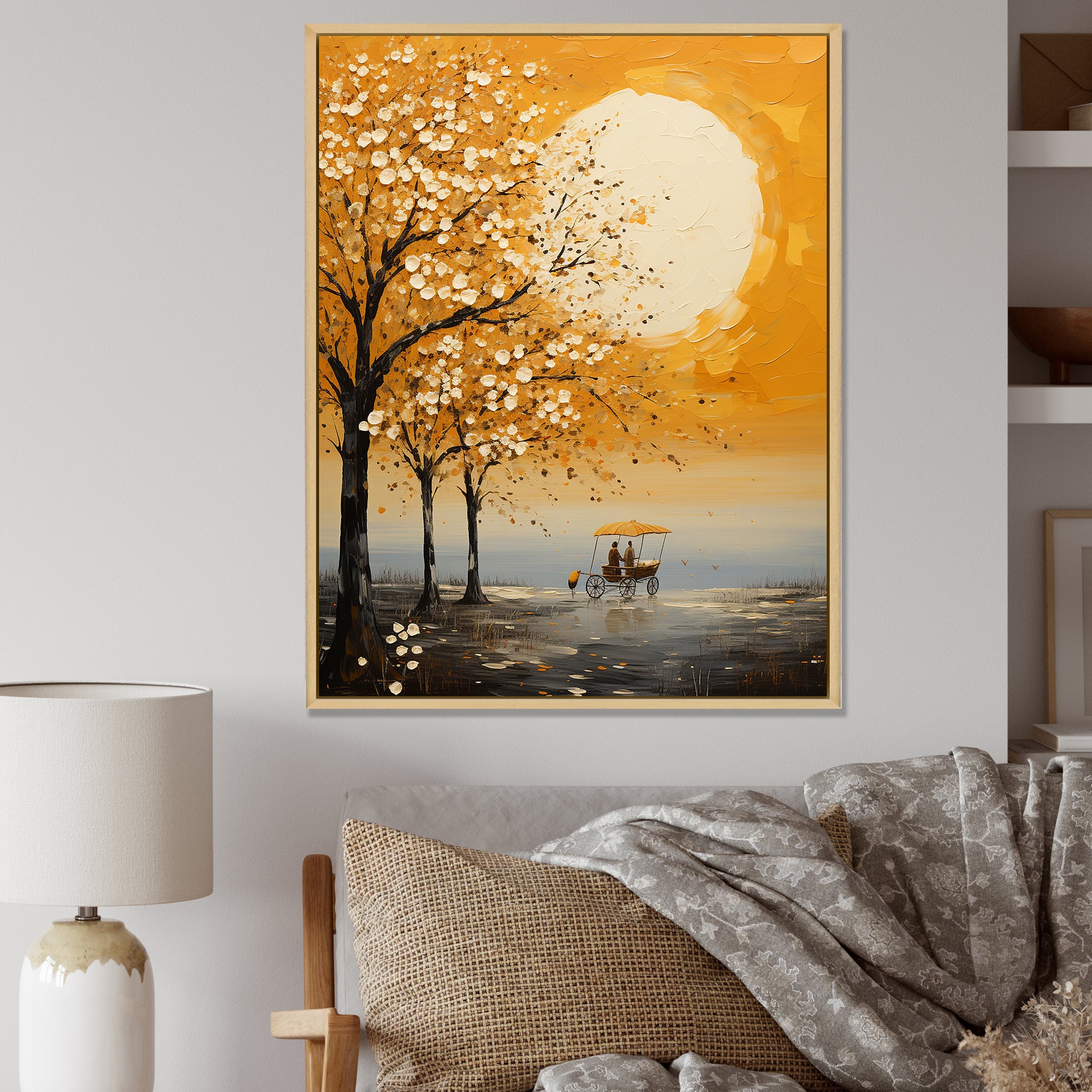 Yellow Old Carriage Cart Melody - Old American Cart Canvas Wall Art