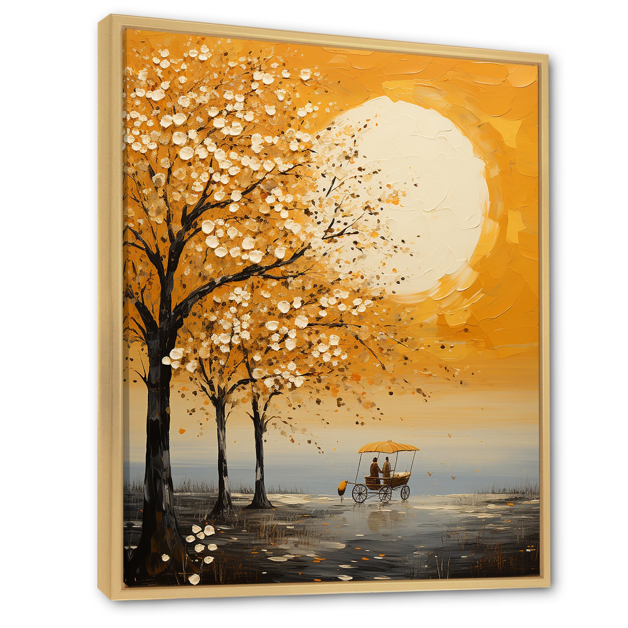 Yellow Old Carriage Cart Melody - Old American Cart Canvas Wall Art