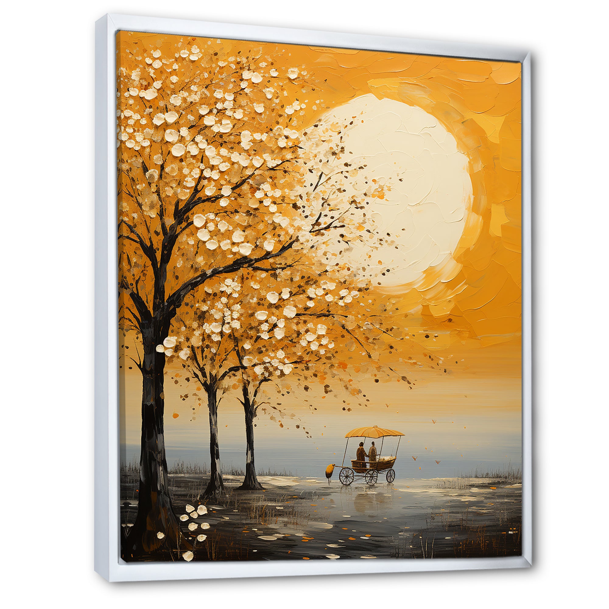 Yellow Old Carriage Cart Melody - Old American Cart Canvas Wall Art