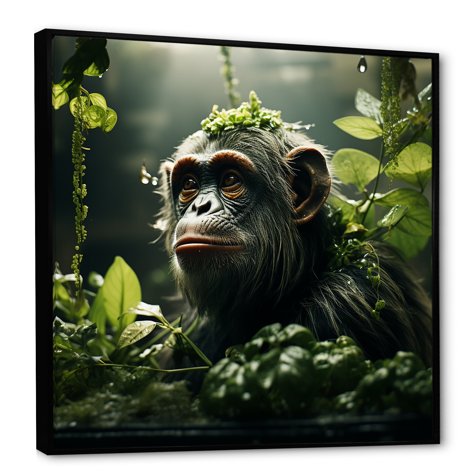 Photo Of Orangutan In Rainforest - Orangutan Framed Canvas Art