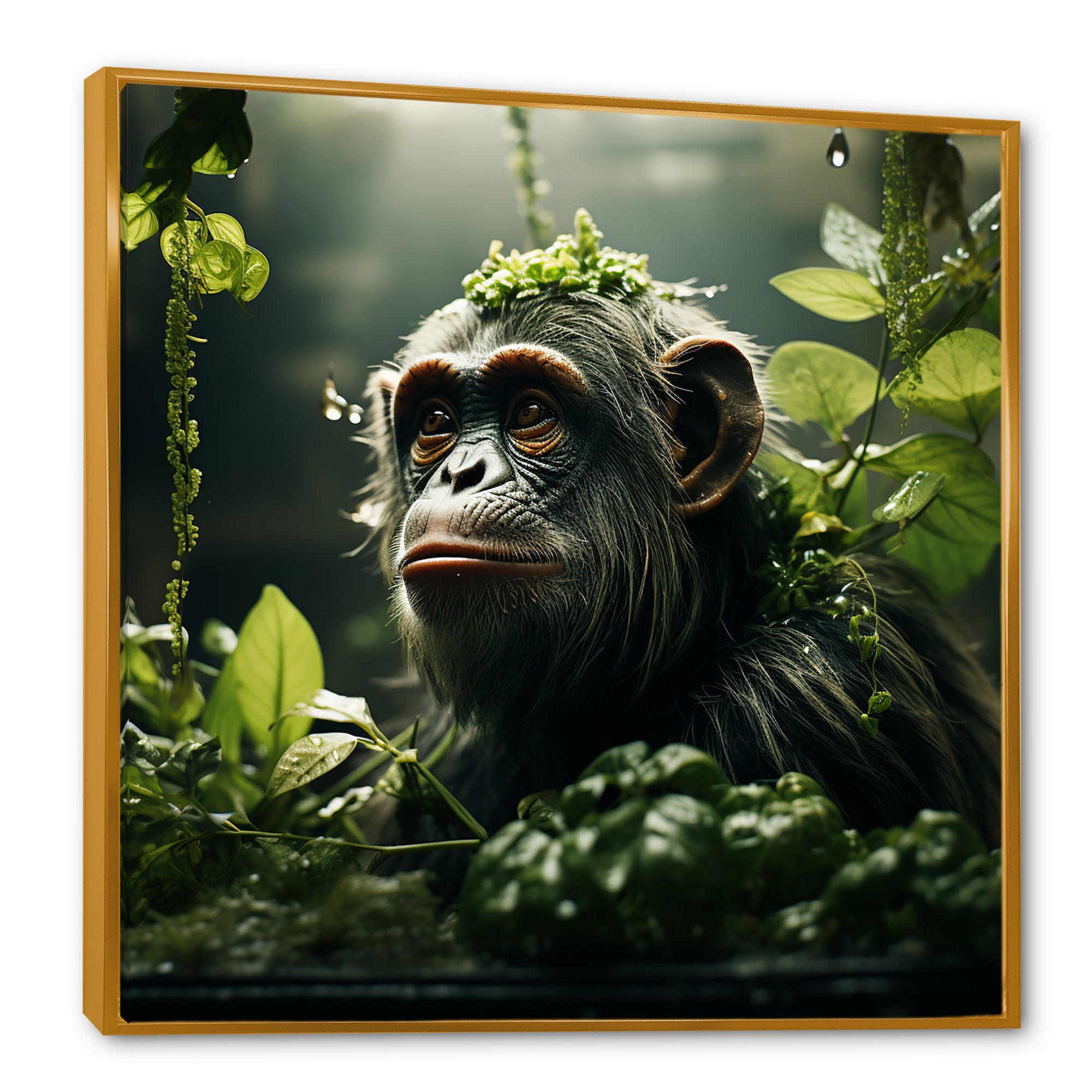 Photo Of Orangutan In Rainforest - Orangutan Framed Canvas Art