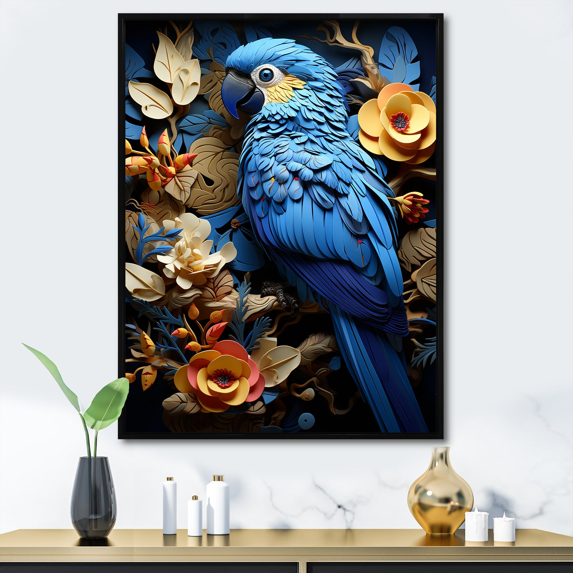 Blue Parrot Paradise - Blue Parrot Wall Art