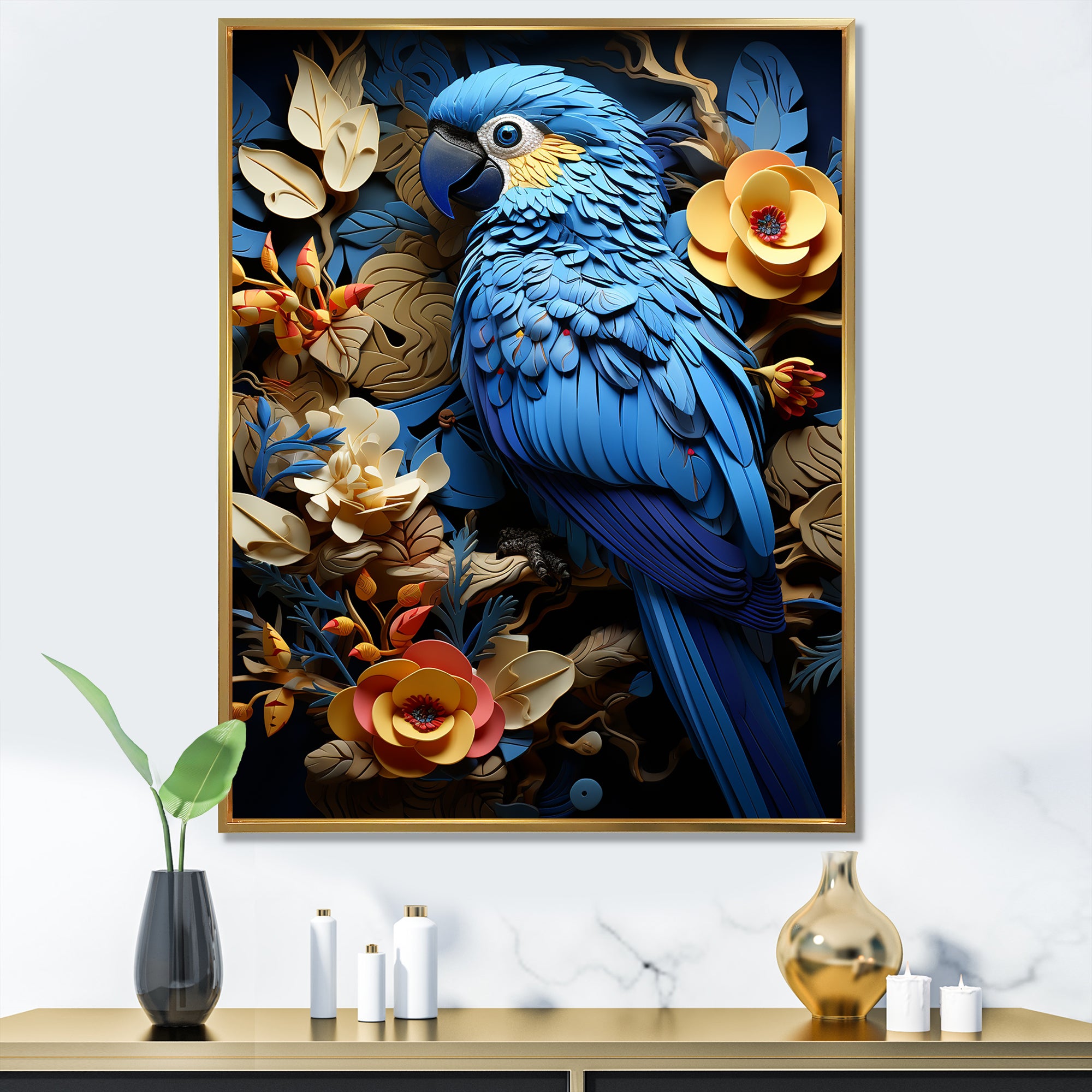 Blue Parrot Paradise - Blue Parrot Wall Art