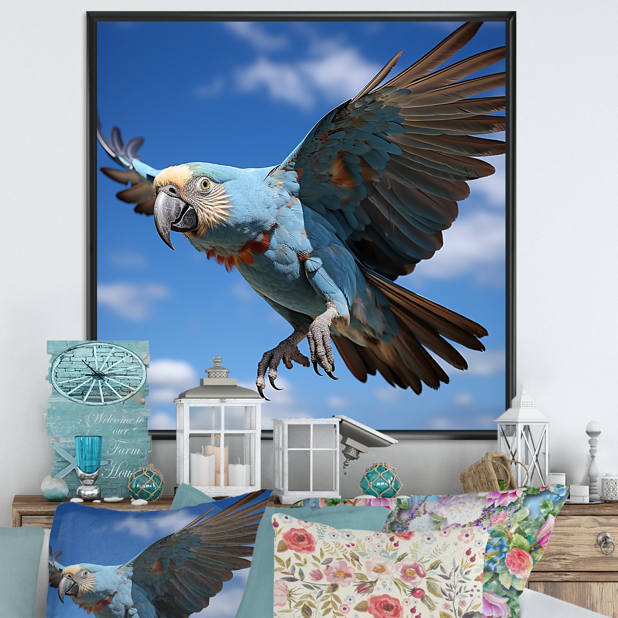 Parrots Wings Of Beauty - Parrot Framed Canvas Art