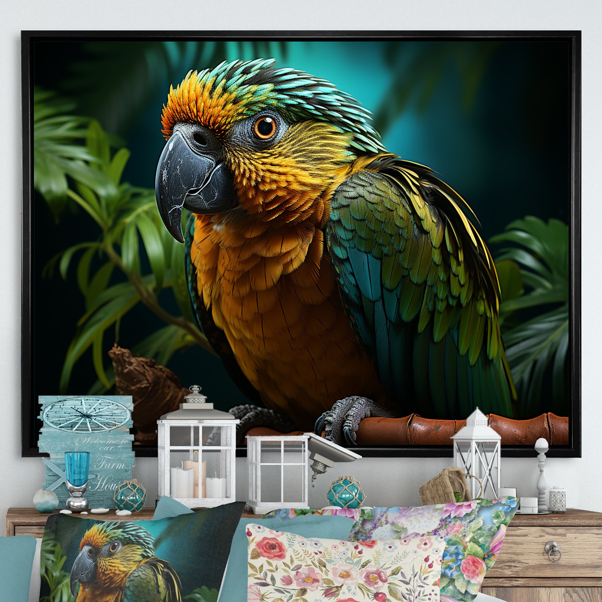 Parrots Emerald Magical Melodies - Parrot Wall Art Prints