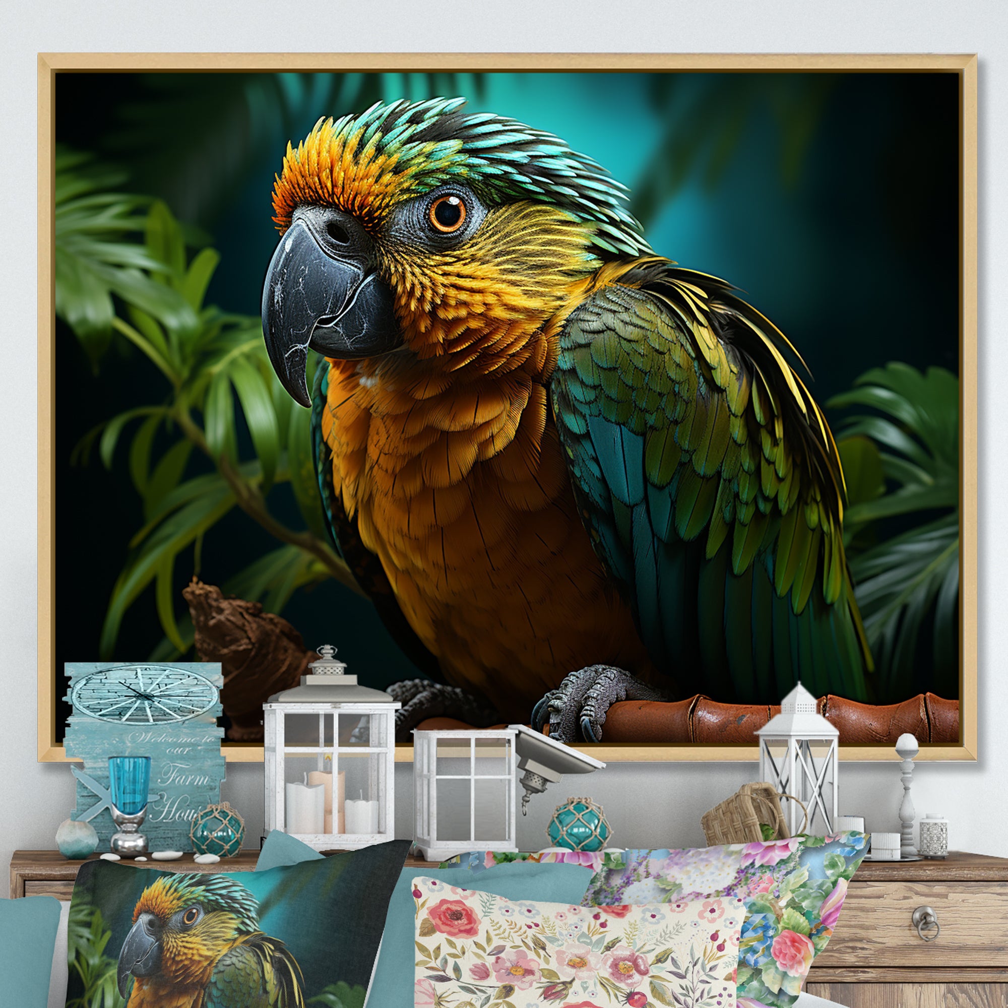 Parrots Emerald Magical Melodies - Parrot Wall Art Prints