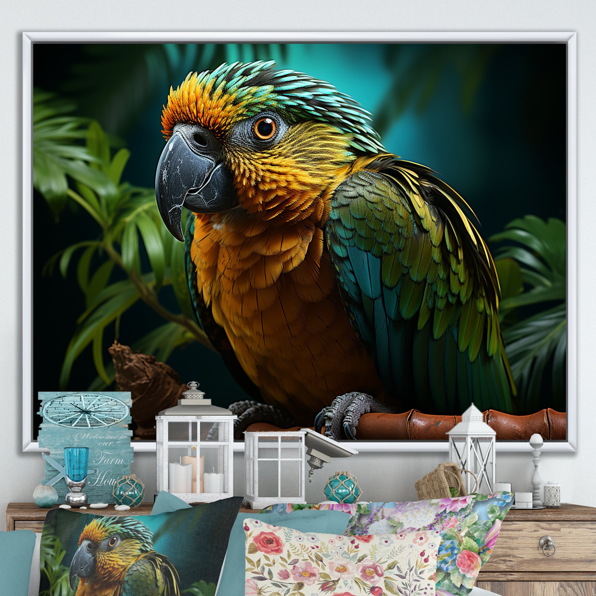 Parrots Emerald Magical Melodies - Parrot Wall Art Prints
