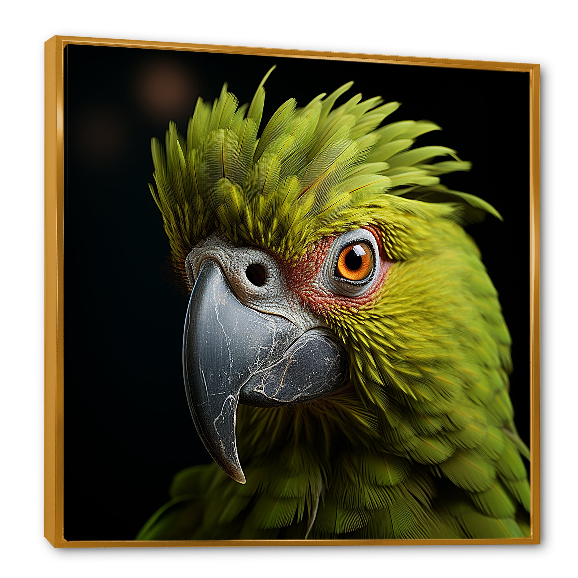 Green Eternal Feathered Vibrance - Parrot Framed Canvas Art