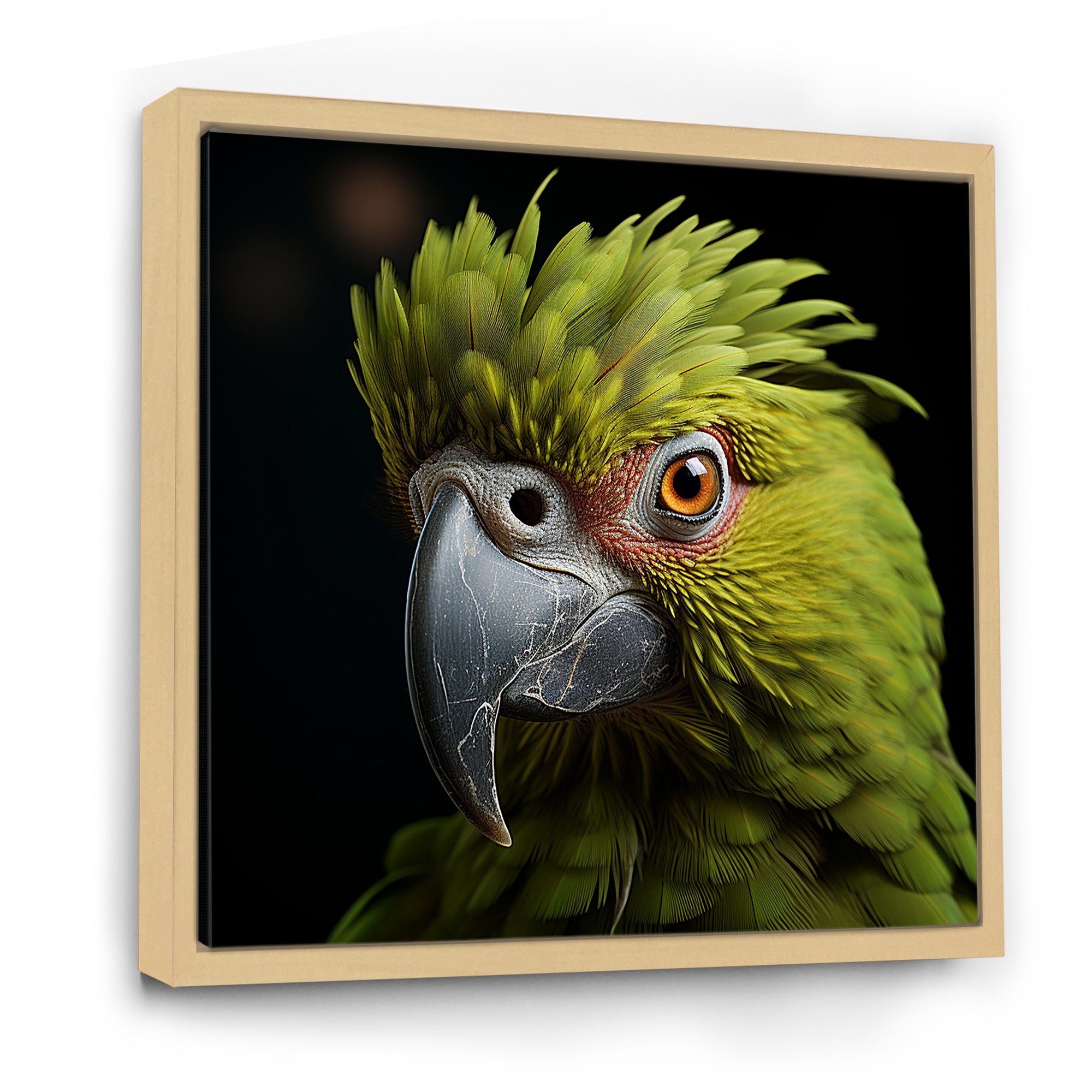 Green Eternal Feathered Vibrance - Parrot Framed Canvas Art