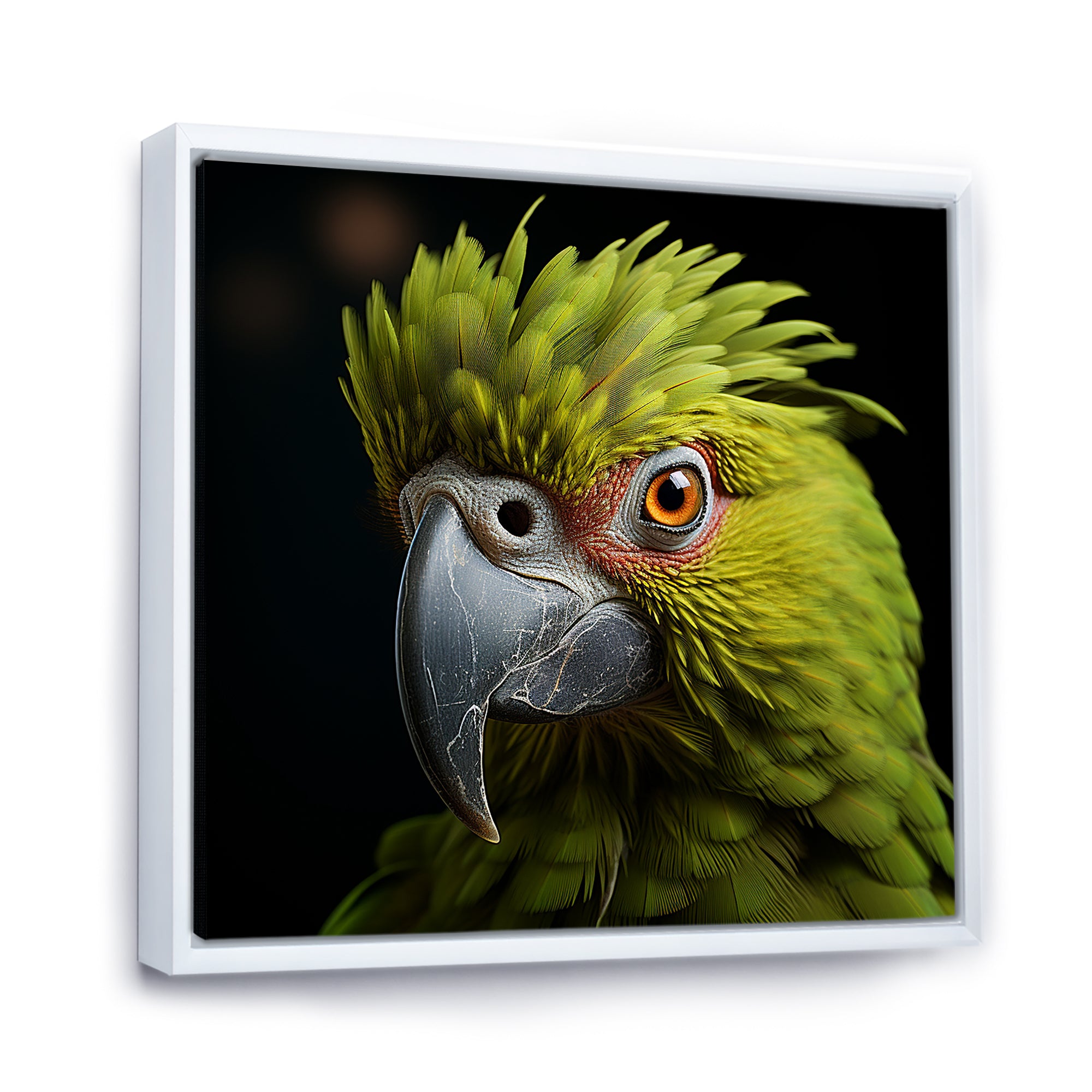 Green Eternal Feathered Vibrance - Parrot Framed Canvas Art