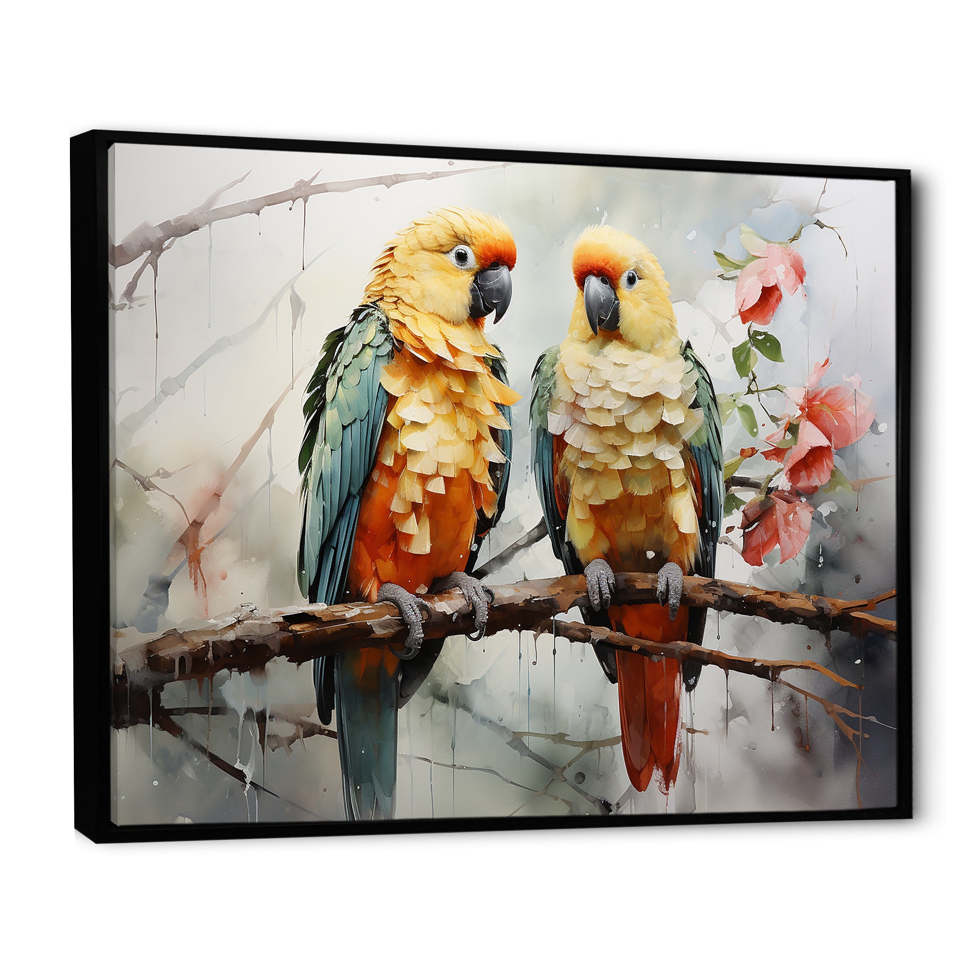 Parrots Ethereal Encounters - Parrot Large Canvas Wall Art