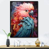 Pink And Blue Feathers Of Harmony Elegance - Parrot Living Room Wall Art