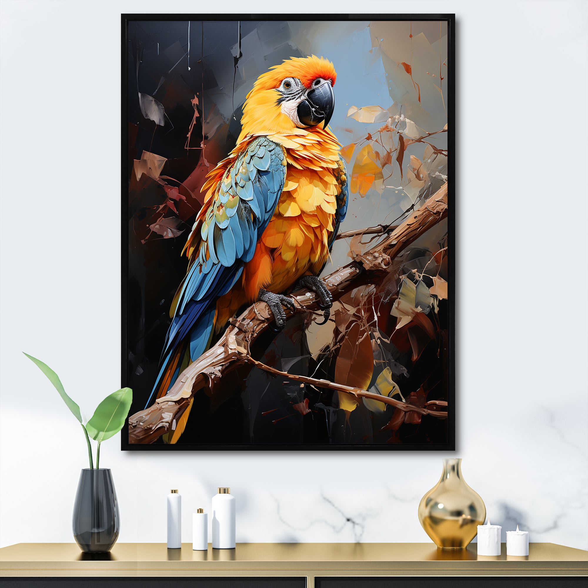 Blue And Yellow Golden Guardians - Parrot Wall Art Prints