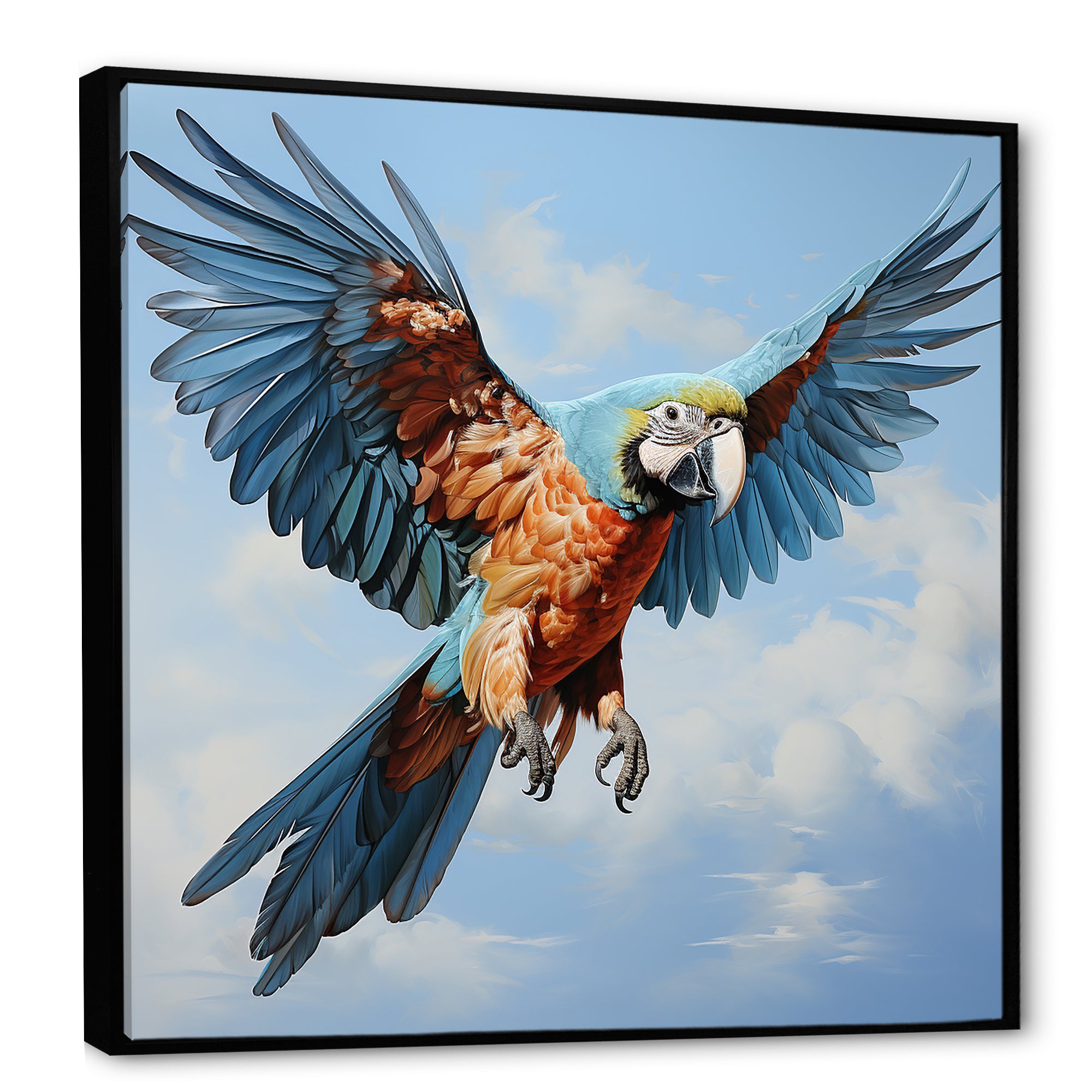 Parrots Harmony In Flight Elegance - Blue Parrot Wall Art