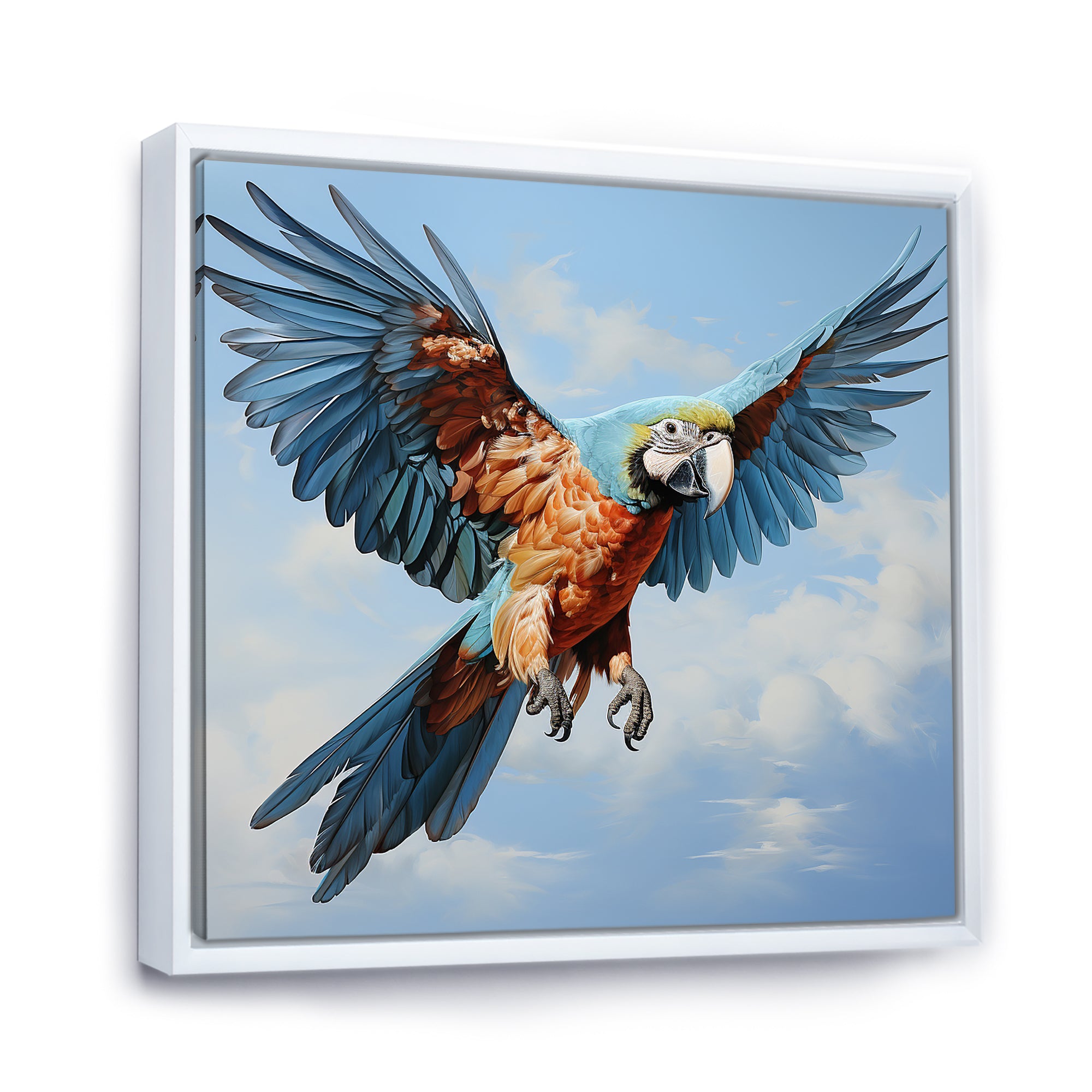 Parrots Harmony In Flight Elegance - Blue Parrot Wall Art