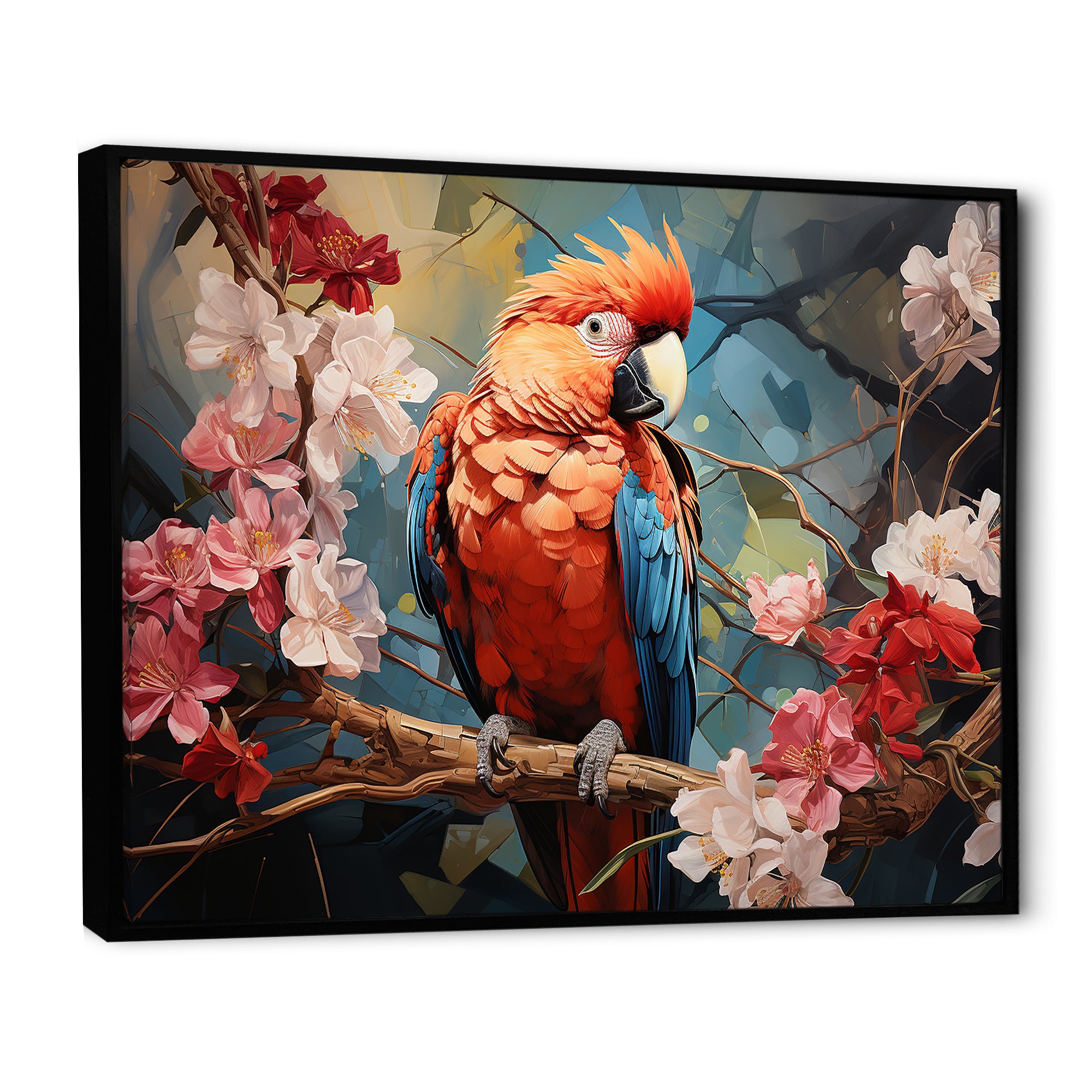 Parrots Harmony In Red - Parrot Framed Canvas Art