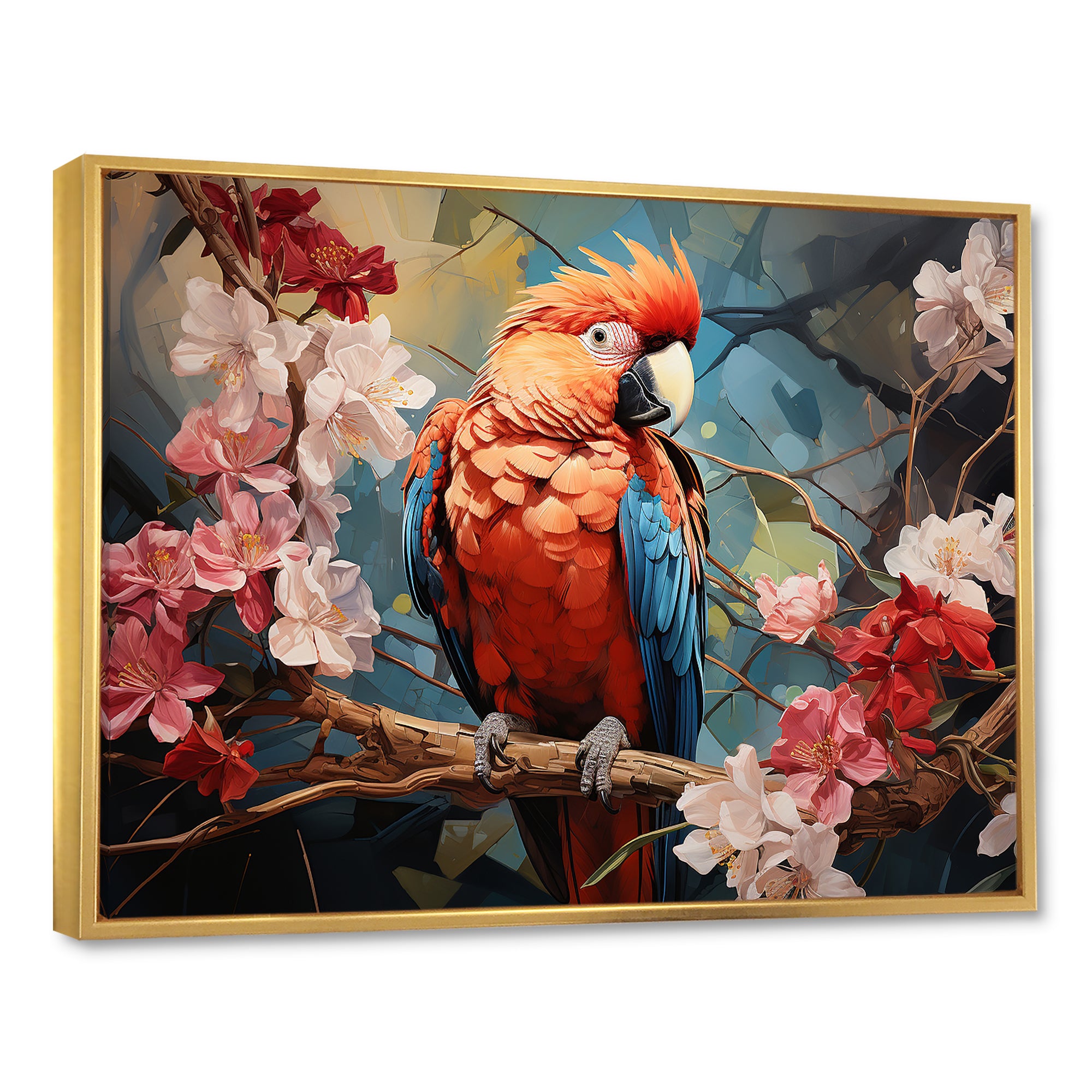 Parrots Harmony In Red - Parrot Framed Canvas Art