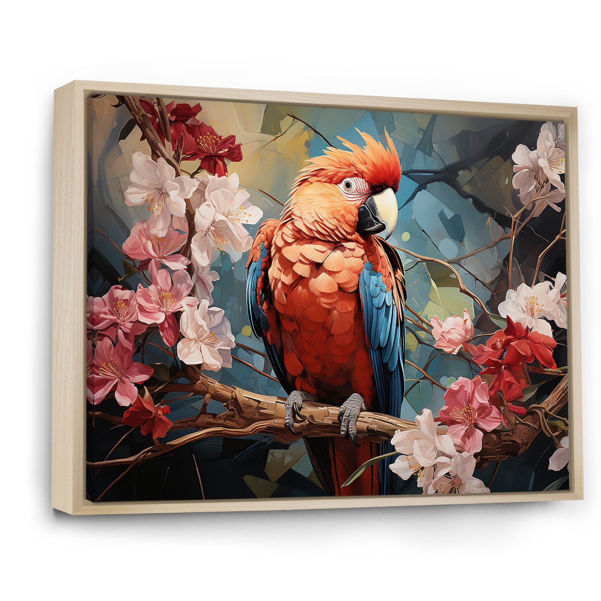 Parrots Harmony In Red - Parrot Framed Canvas Art
