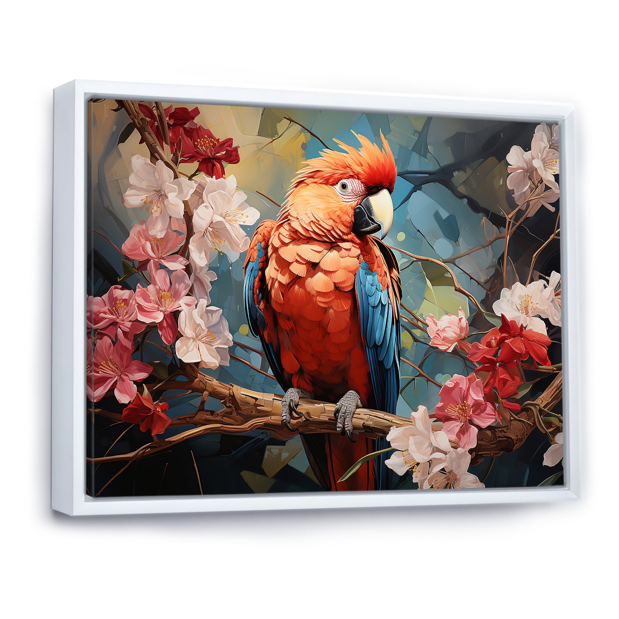 Parrots Harmony In Red - Parrot Framed Canvas Art
