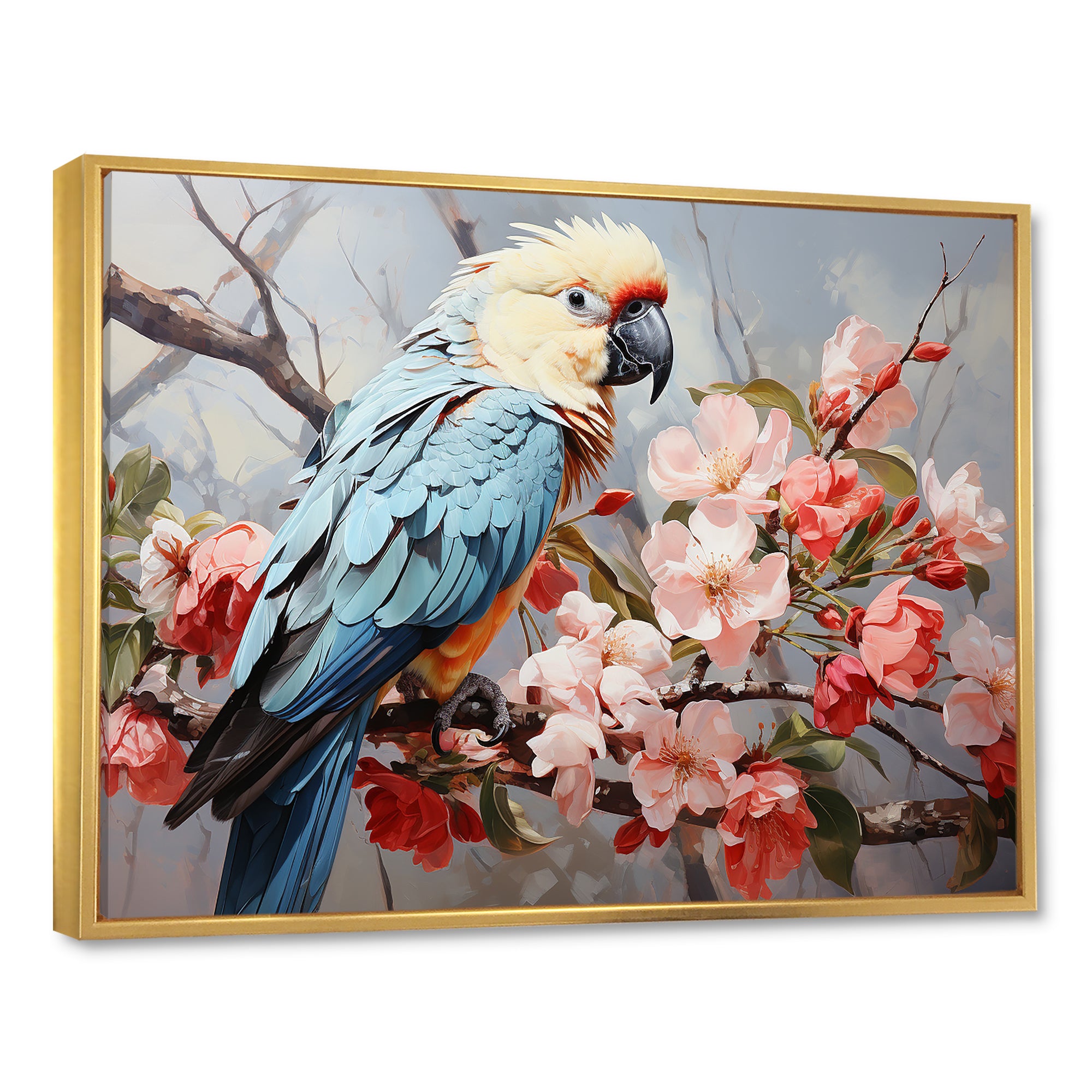 Blue Parrots Exotic Feathered Grace - Parrot Home Decor Art