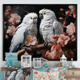 White Parrots Jungle Harmonics - Parrot Bedroom Wall Art