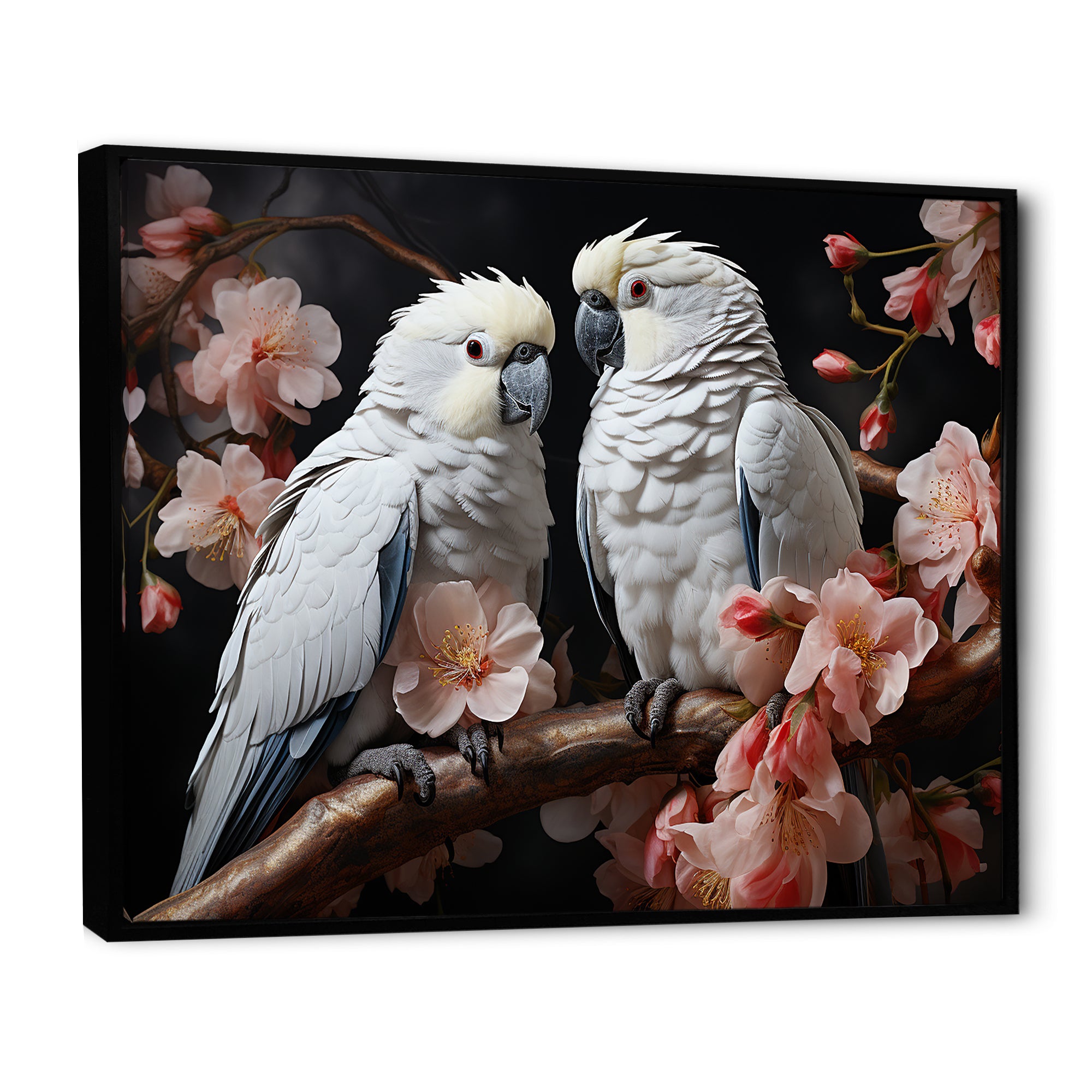 White Parrots Jungle Harmonics - Parrot Bedroom Wall Art