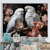 White Parrots Jungle Harmonics - Parrot Bedroom Wall Art