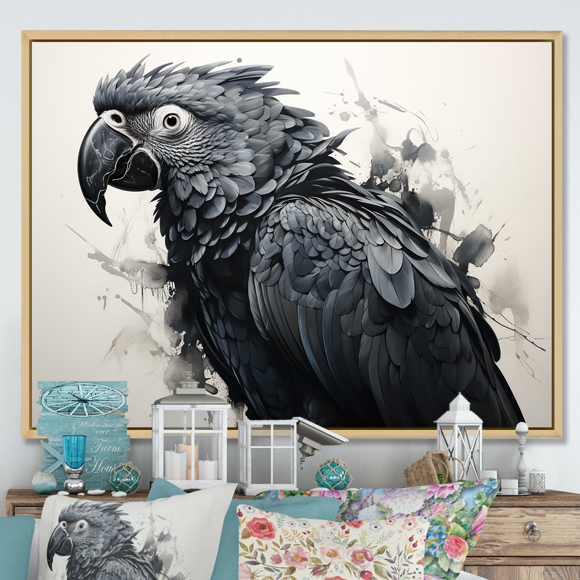 Grey Parrot Feathered Elegance - Gray Parrot Wall Art