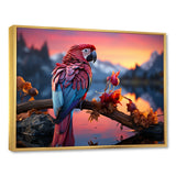 Red And Blue Parrots Radiant Plumage Sunset - Red Parrot Wall Art