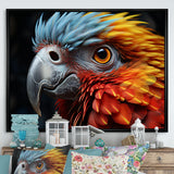 Red And Yellow Mystical Plumage Tropical Rhapsody - Parrot Bedroom Wall Art