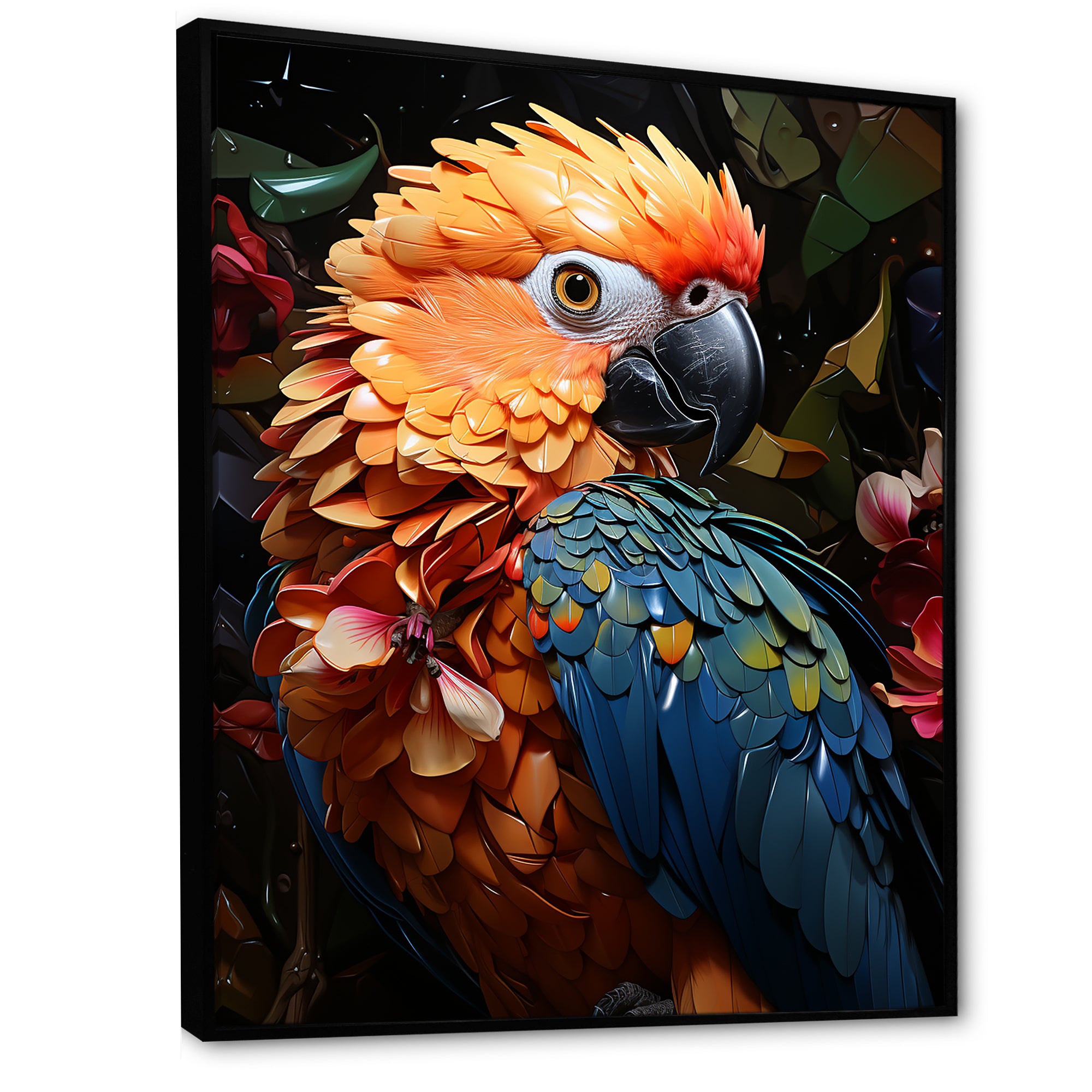 Blue And Orange Vibrant Parrot Paradox - Parrot Canvas Wall Art