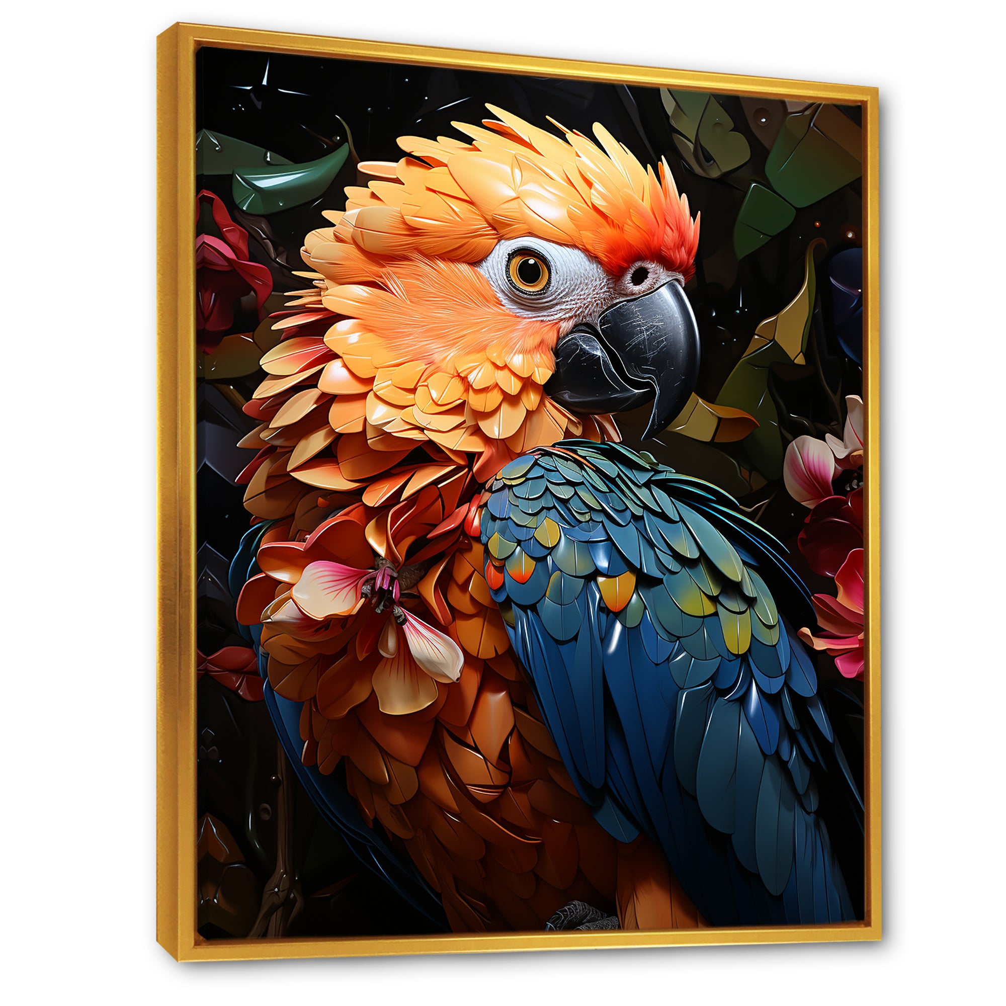 Blue And Orange Vibrant Parrot Paradox - Parrot Canvas Wall Art